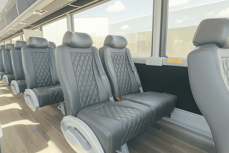interior of Denver Minibus Company charter bus