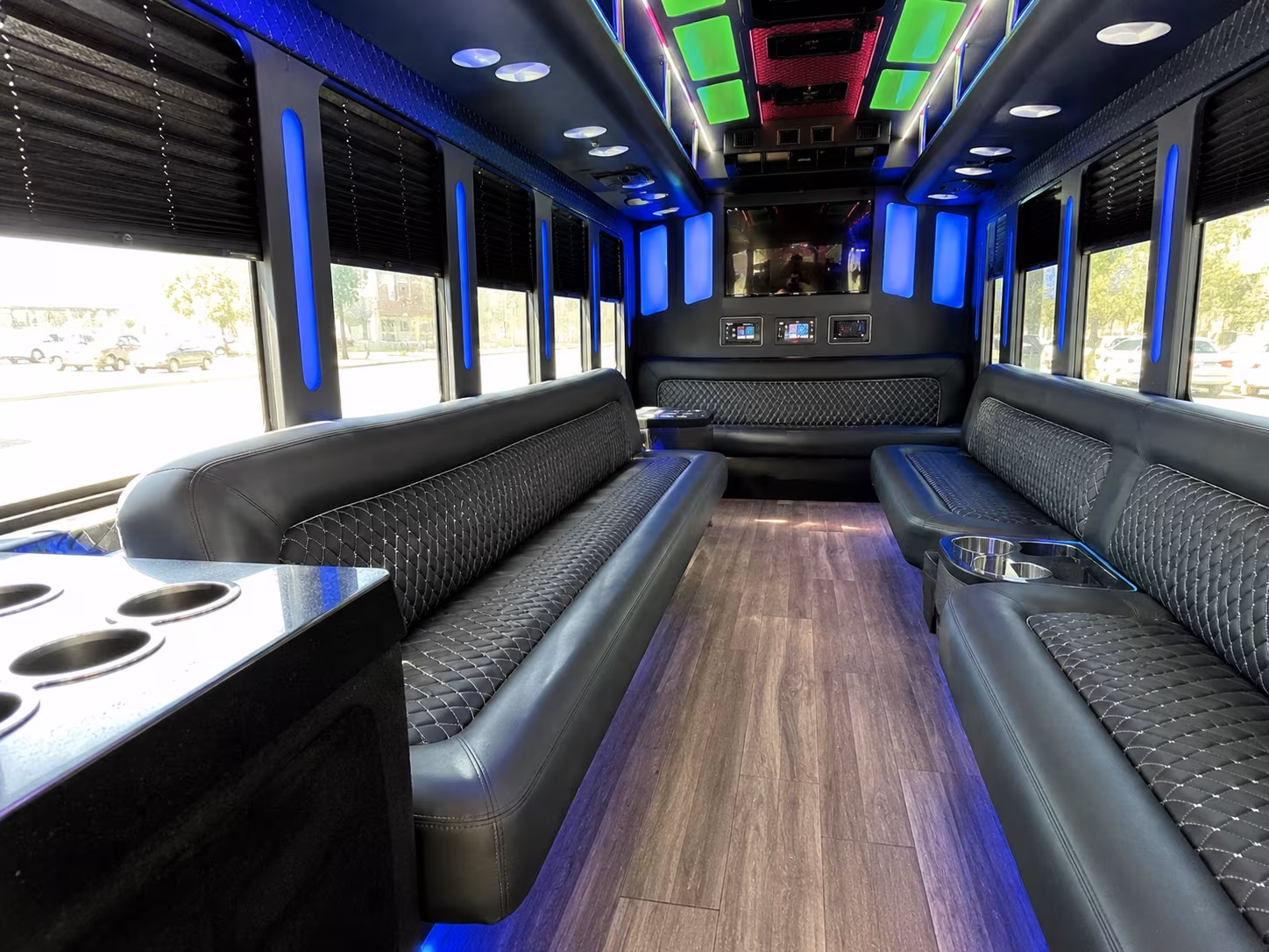 denver 15 passenger party bus inside