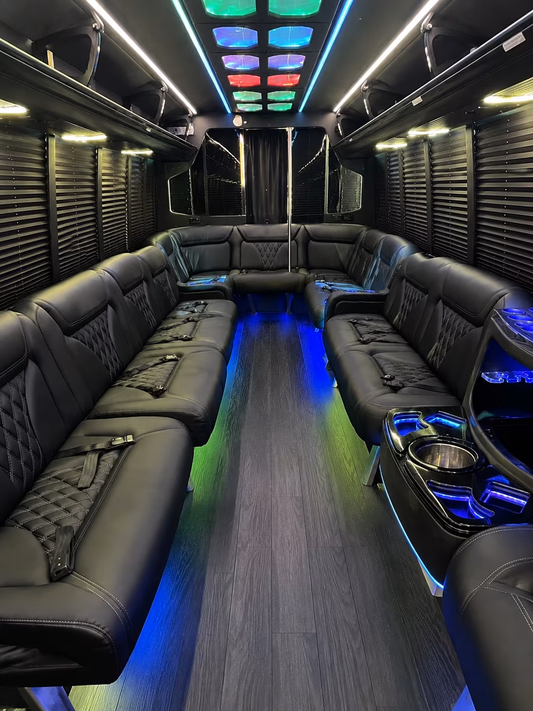 denver 20 passenger party bus interior