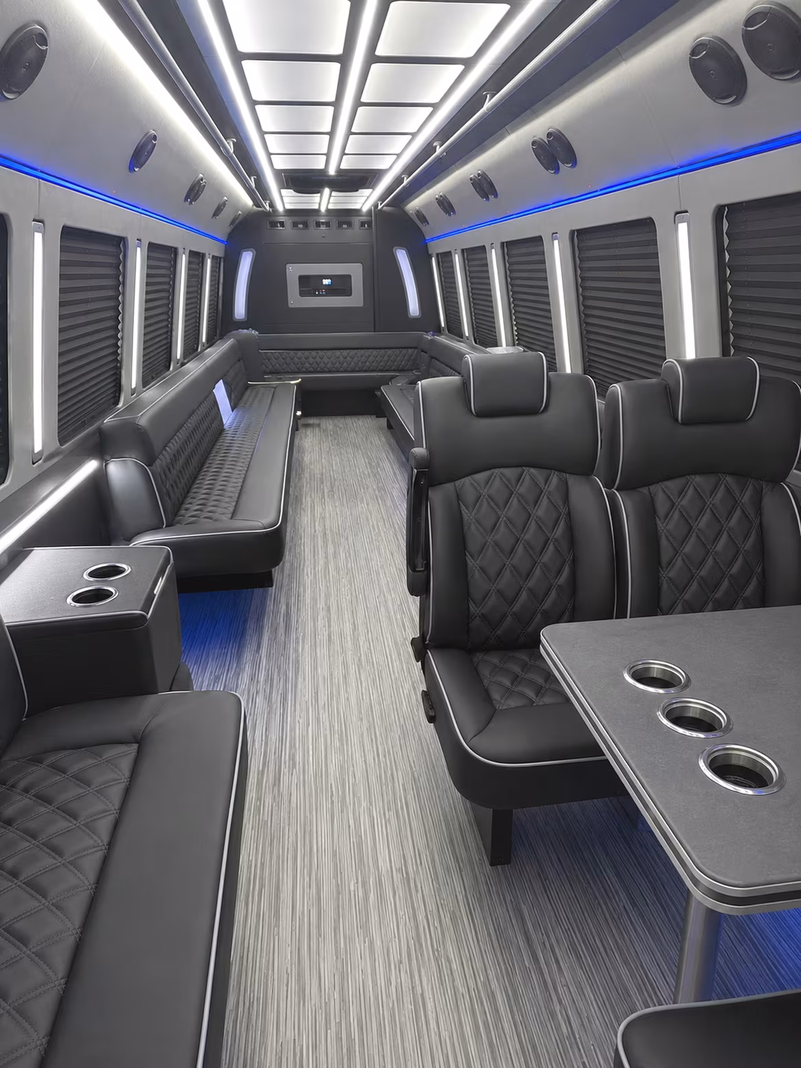 denver 25 passenger party bus inside