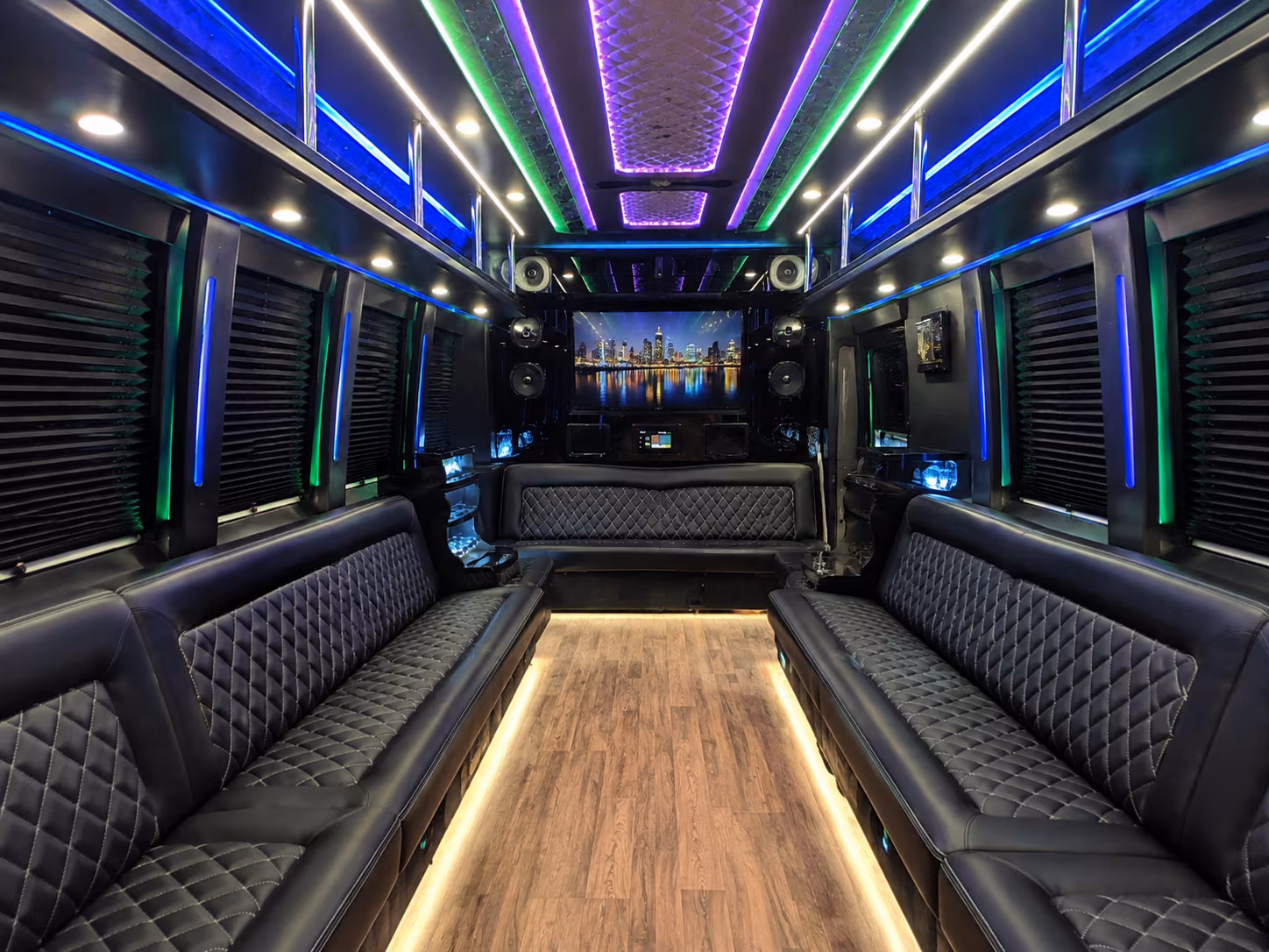 denver 25 passenger party bus interior