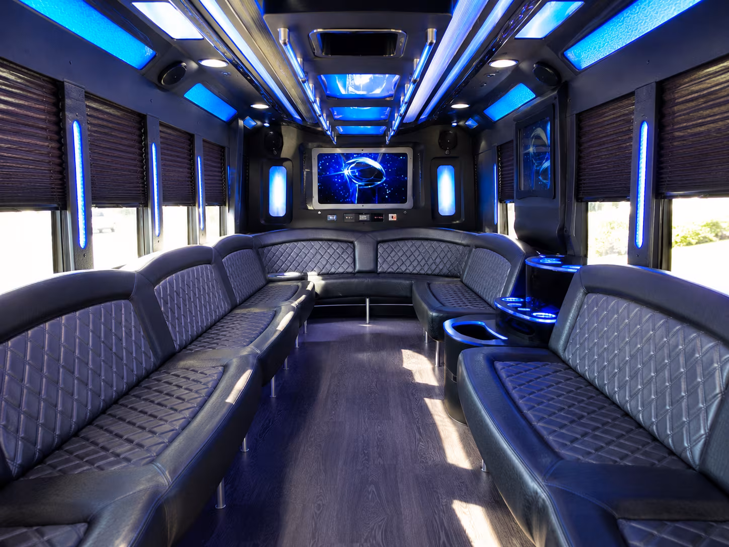 denver 28 passenger party bus inside