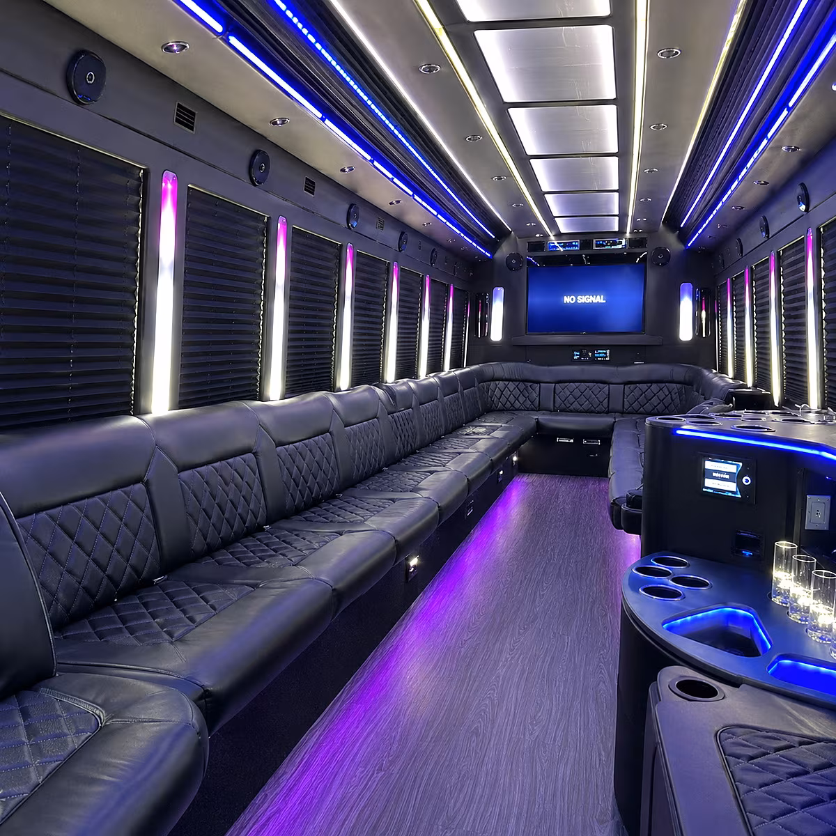 denver 30 passenger party bus inside