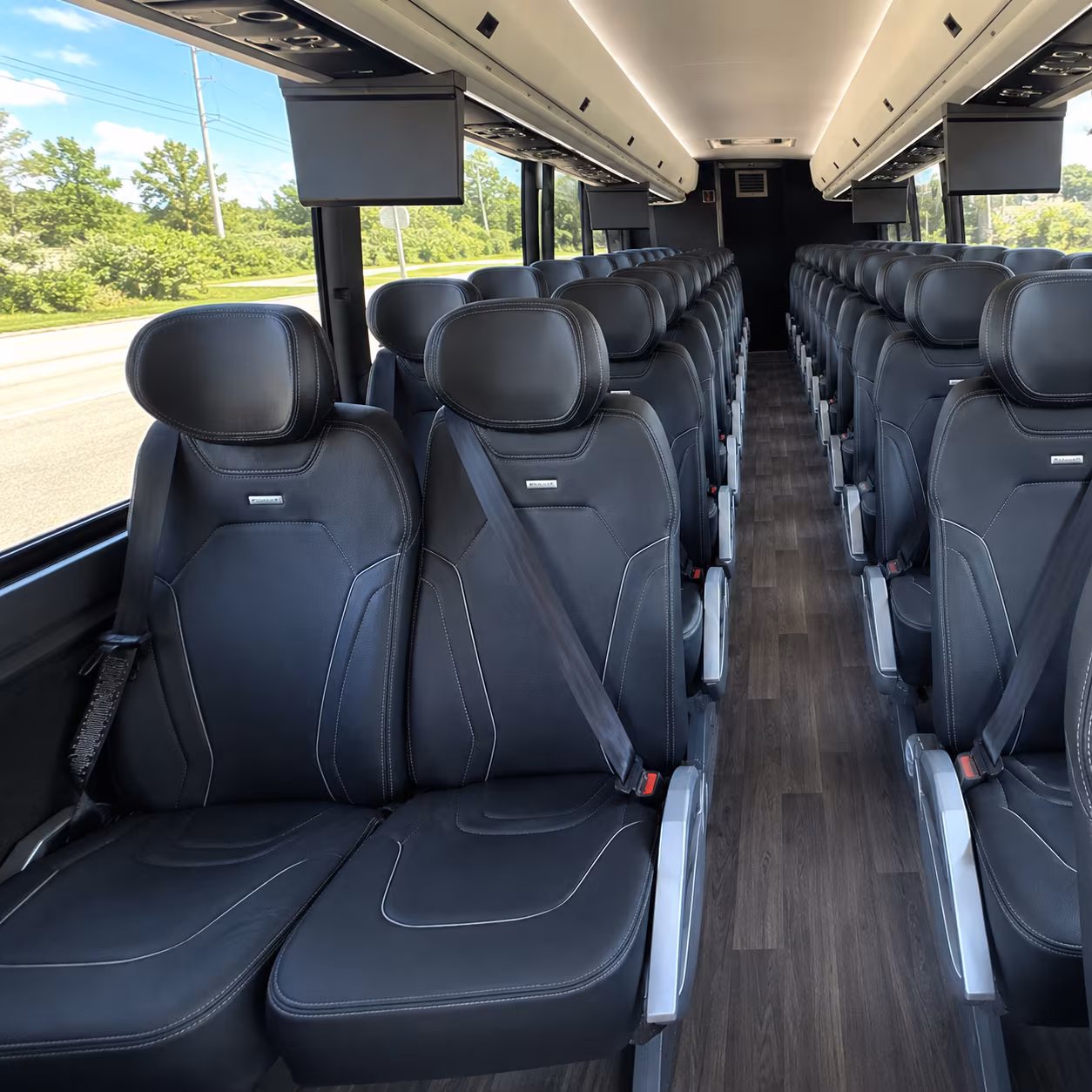 denver 47 passenger charter bus inside